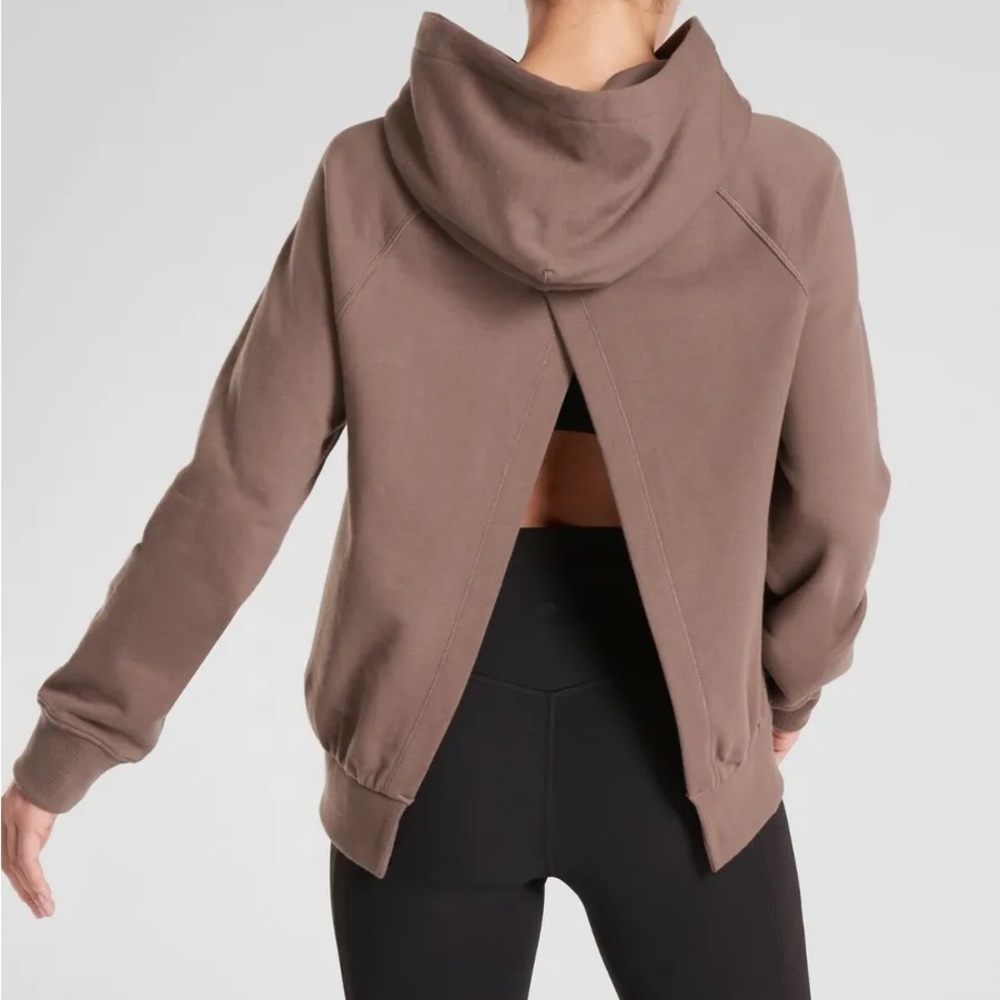Athleta Moonrise Split Back Hoodie Sweatshirt Mineral Brown Size Small